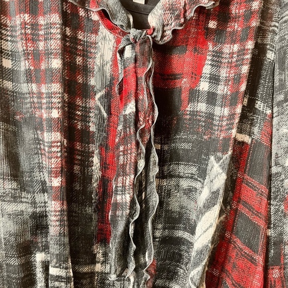 Fashion Bug Sheer Ruffled Blouse Fairy Grunge Y2K Whimsygoth Medium Vintage - Picture 3 of 13